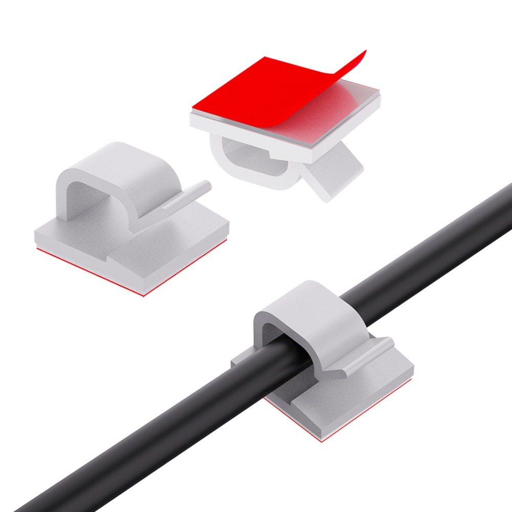 Desk Cable Clip - Penjepit Kabel Plastik Transparan Bentuk R,