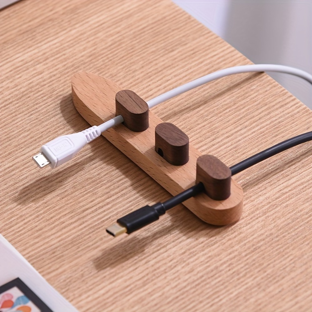 Desk Cable Clip - Penyangga Kabel Kayu Perekat, Penahan Kabel