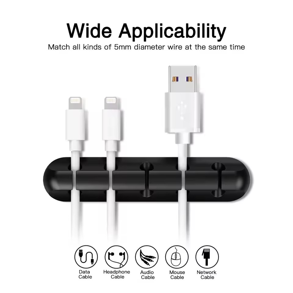 Desk Cable Clip - Organizer Kabel USB Silikon, Penggulung Kabel