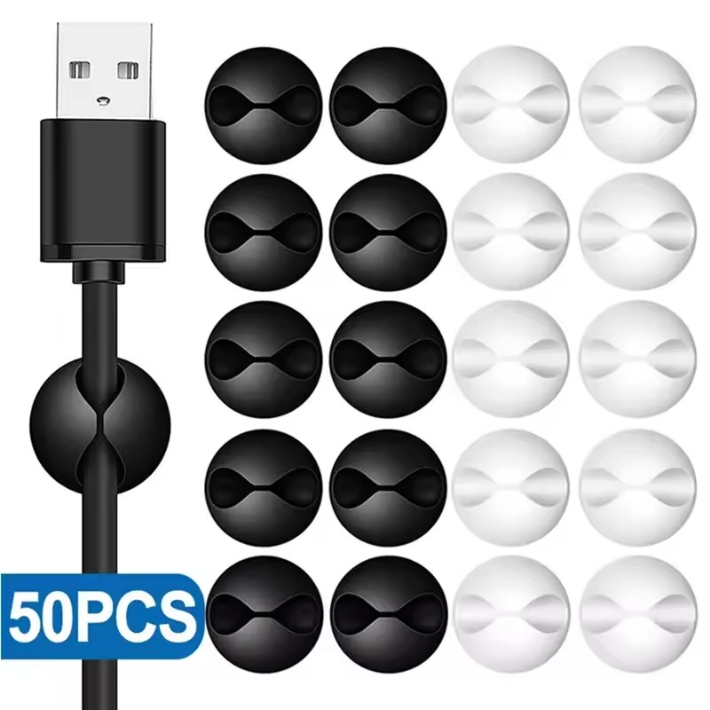 Desk Cable Clip - 5/50 Buah Klip Kabel Dinding Desktop