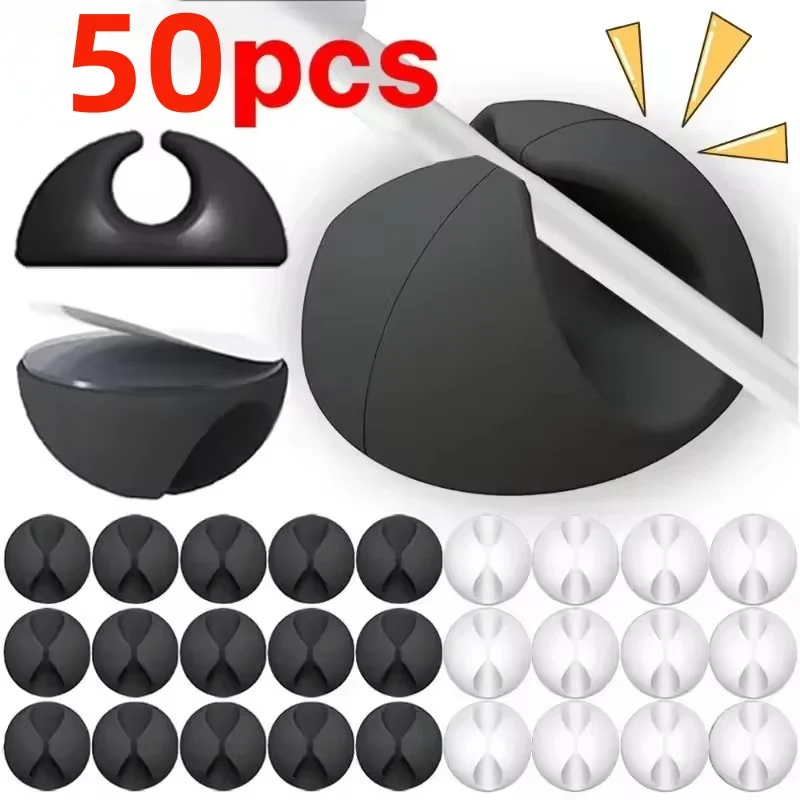 Desk Cable Clip - 5/50 Buah Klip Kabel Dinding Desktop