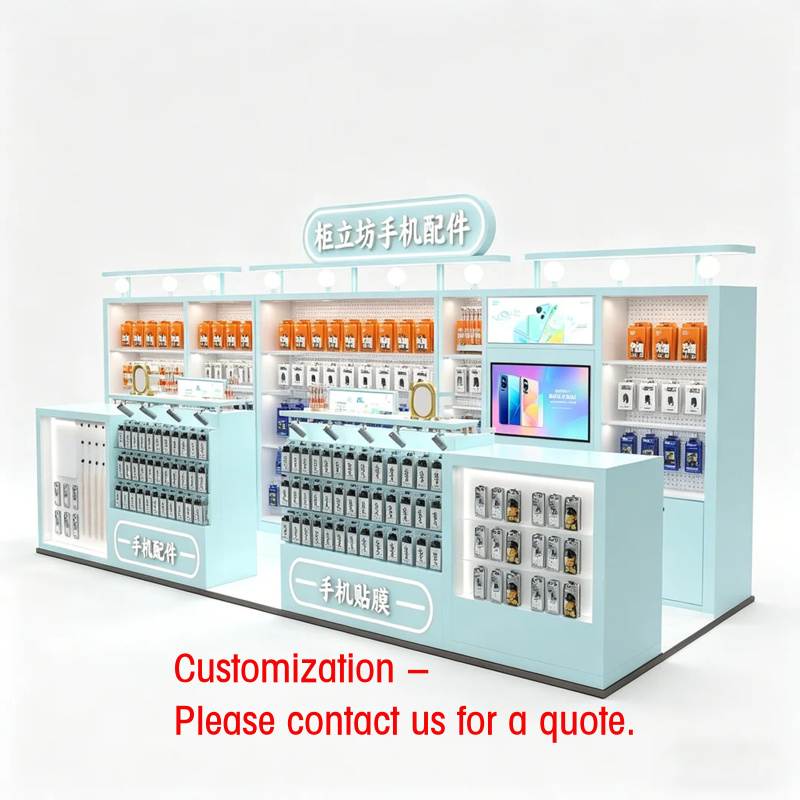 Tech Accessories Kiosk - Kios Aksesori Ponsel Biru Muda Kustom