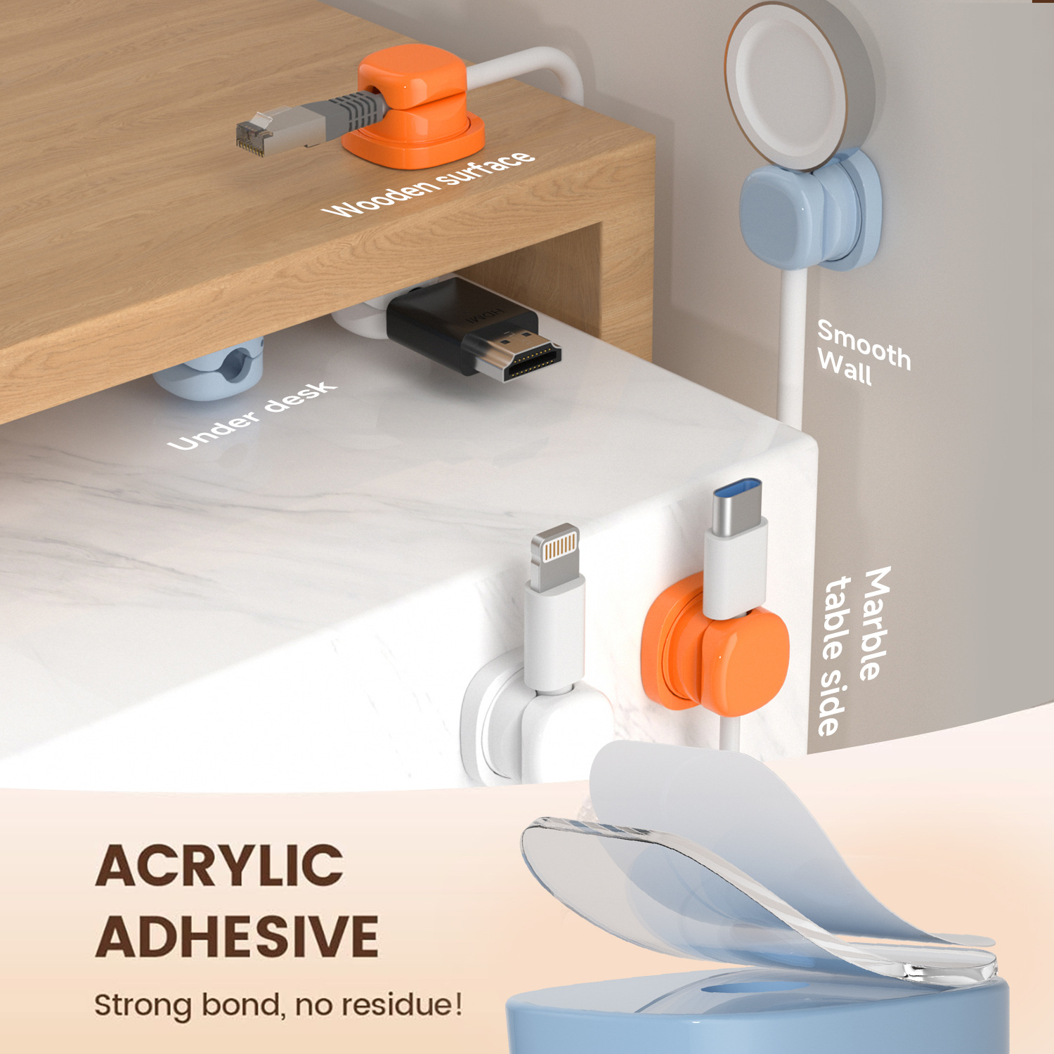 Penjepit Kabel Perekat, Penaha - Desk Cable Clip ulasan dan harga